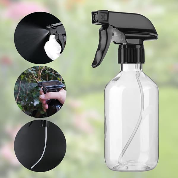 2-pack läckagesäkra sprayflaskor 300 ml - Justerbart munstycke för fin dimma och jetstråleflaskor för hårstyling, växtbesprutning, rengöringslösningar (klar)