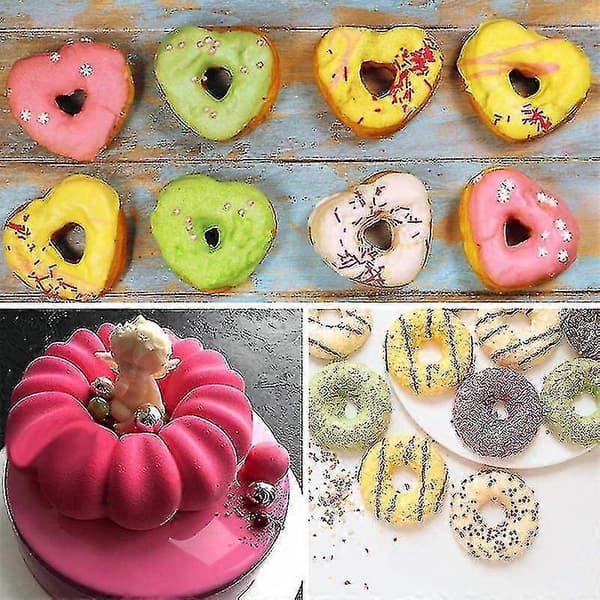 3-pack silikonbakformar för munkar, muffinsformar i silikon, munkpanna, form för bagels