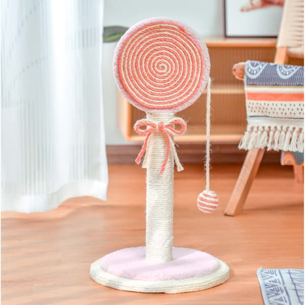 Cat Climbing Frame Lollipop-shaped Sisal Scratch-Grinding Interactive Multifunctional Cat Tree for Kitten Pink