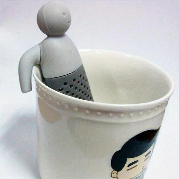 Abstrakt tekandeformet te-si, sjov silikone-infuser til doven brygning, kontorpranks og hjemmegave bubble tea set