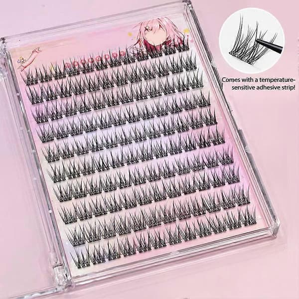 Glue-free false eyelashes with fishtail design, natural single cluster lashes NEW 1set