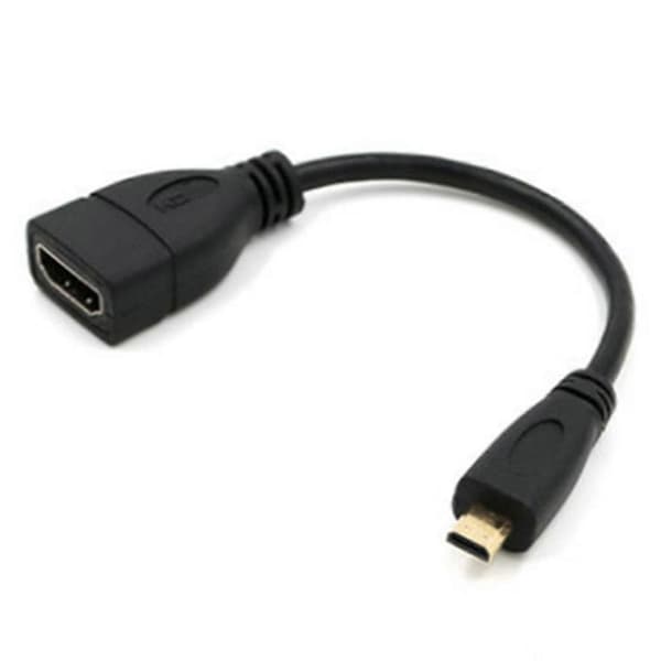 2st Micro HDMI-kompatibel hane till HDMI-kompatibel hona dataöverföringskabel, version 1.4 standard, stöder 1080p Svart