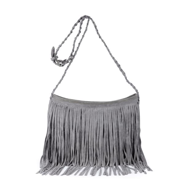 Boho Hippie Hapsullinen Mokkanahkalaukku - Harmaa