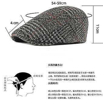 Herre Basker Hat Varmt Efterår Vinter Newsboy Flat Cap Golfhatte Justerbar (Sort)