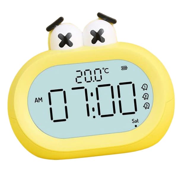 Digital klokke for barn, kalender slumrefunksjon nattlys lett å lese gutter Yellow