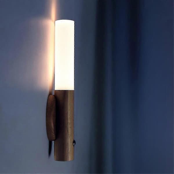 Trådløs bevegelsessensor Smart LED-lys Magnetisk base USB-lading Bordlampe S07 Walnut