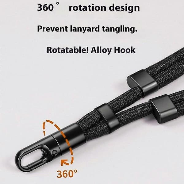 Anti-tabt Crossbody Telefon Snor 7mm Polyester Snor Justerbar Halsrem med Rustfrit Stål Tether Tab Orange