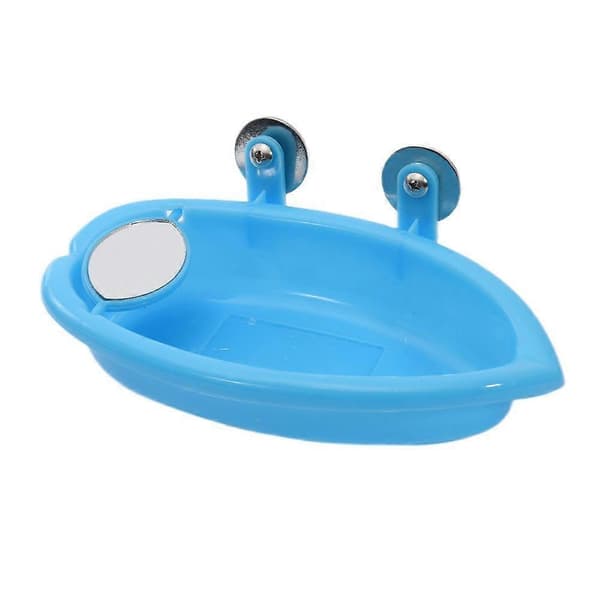 Fuglebadboks med speil - Blå plastparakittdusj og fôringsstasjon 1 Mirror 1pcs