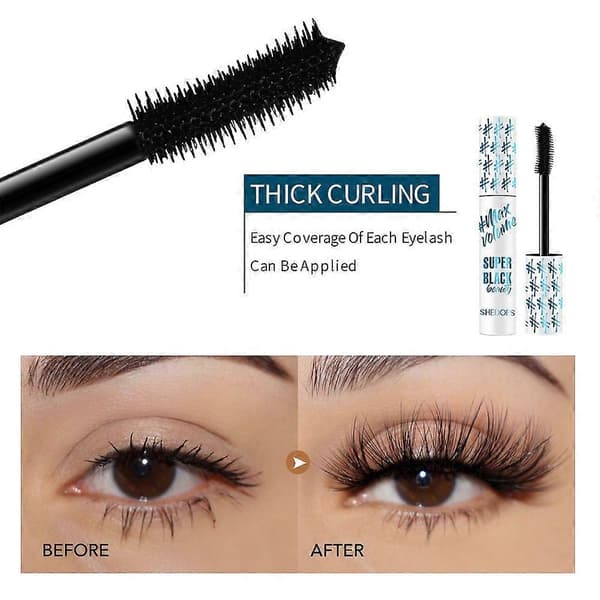 Super Black Mascara, Vanntett og Langvarig (10ml) blue 1PCS