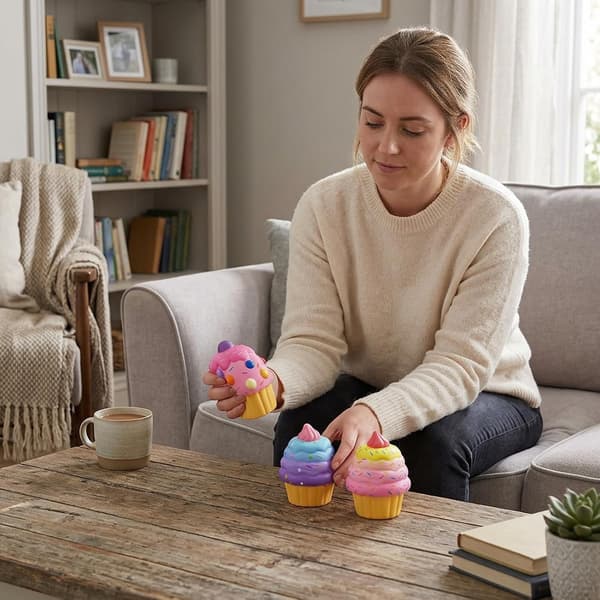 2 stk. fløde-squishy, sensoriske fidget-genstande til stresslindring, blødt tekstureret flødeformet design
