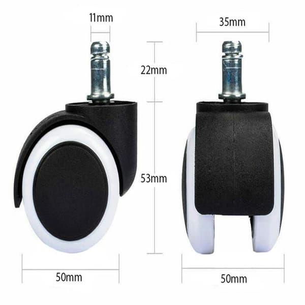 5-pak Hjul til Kontorstol - 11 mm Sort Black Svart