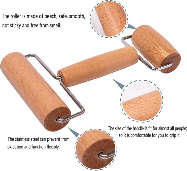 Wooden Pizza Rolling Pin, 2-pack Non-stick Wooden Rolling Pin Suitable for Home Use, Kitchen Baking and Cooking, Easy to Use