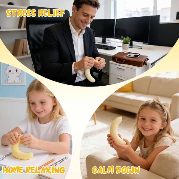 5-pack banan-klämleksaker – långsamt stigande banan-squishy fidget-leksaker