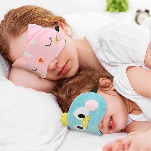 Sovmask för barn 4 delar Söt djurögonmask Mjuk sovande ögonskugga Nattsovande ögonmask Justerbar elastisk sovmask för kvinnor barn