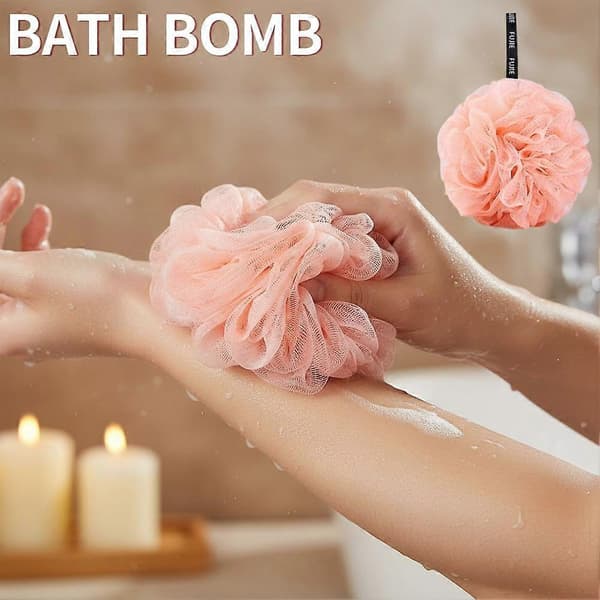 1x Eksfolierende Blomsterskrubber Kropsbørste Netkugle Puff Bad Bruse Svamp E0Z7 pink 1pcs