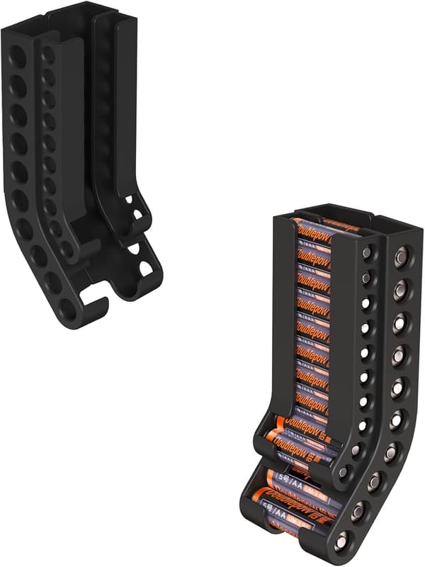 Batterioppbevaringsorganisering AA & AAA Combo, (Svart)