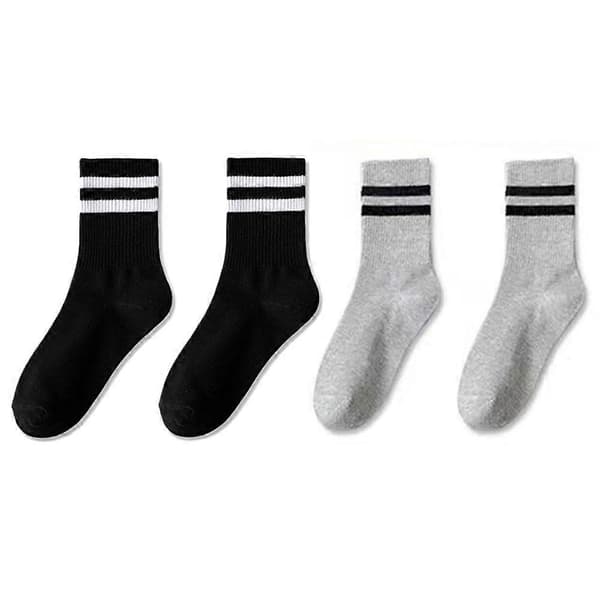 Dame Parallel Bar Stribede Rundhalsstrømper Kvinde Åndbar J9Q8 gray and black 2 set
