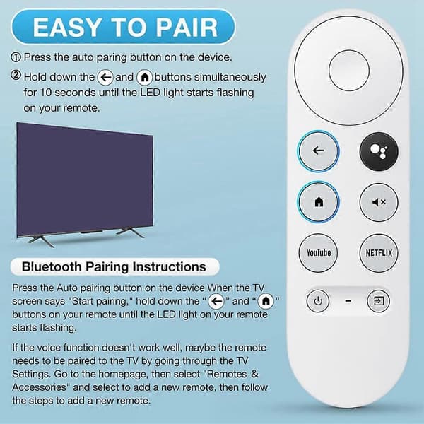 Bluetooth Voice Remote Control for Google HD/4K Snow Streaming Stick G9N9N Remote Control