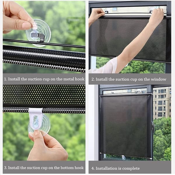(40x60cm/16x24in) Sun Protection Suction Cup Roller Blind, No Drilling