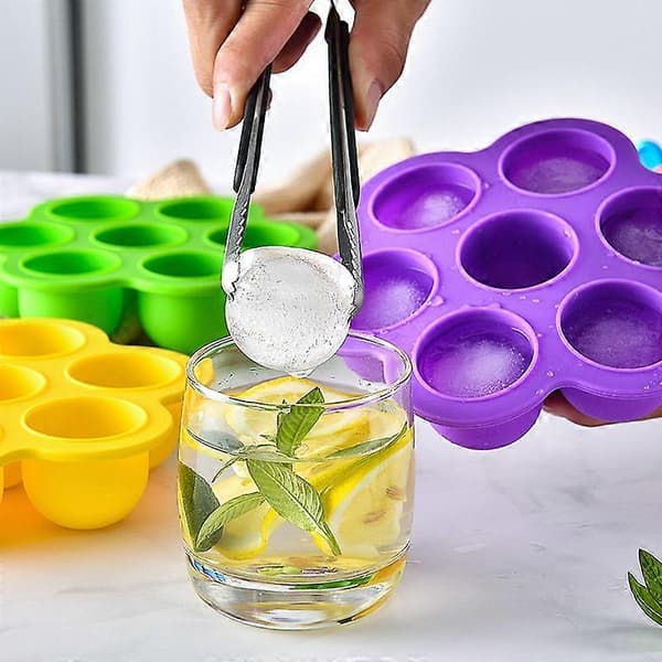 Dww-1 Grøn 7-hulrums silikone ispindeform med plastikpinde, BPA-fri mini ispindeforme, multifunktionel form til børn