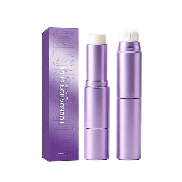 2-i-1 Färgskiftande Foundationstick Dubbelsidig med Borste för Touch-Ups ivory white 1pcs