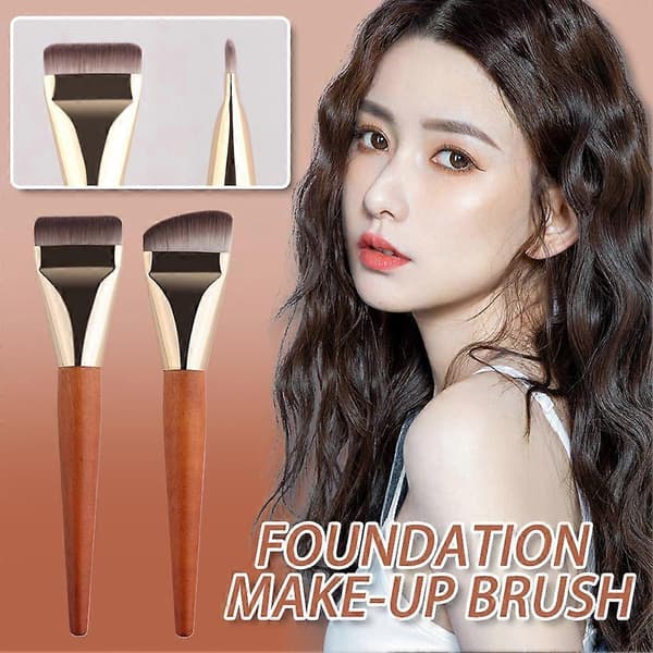 Flad Foundationbørste, Ikke-mærkende Flydende Foundation Makeupbørste Fladt Hoved T5V9 Diagonal Head 1pcs