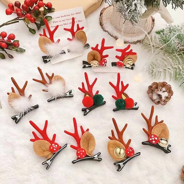 E-Deer gevir hårspenner 1 par Grosgrain julehårspenner C