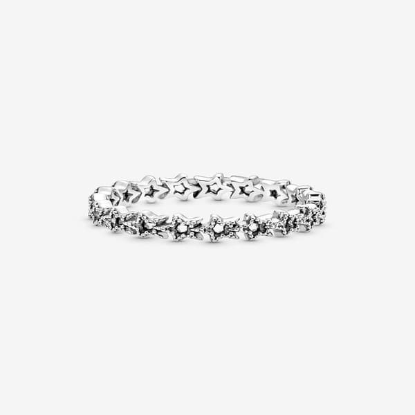 Pandora - Ring med asymmetriske stjerner - Sterlingsølv Circumference: 58mm