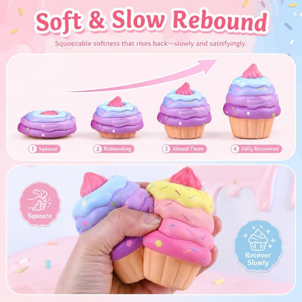 2 stk. fløde-squishy, sensoriske fidget-genstande til stresslindring, blødt tekstureret flødeformet design