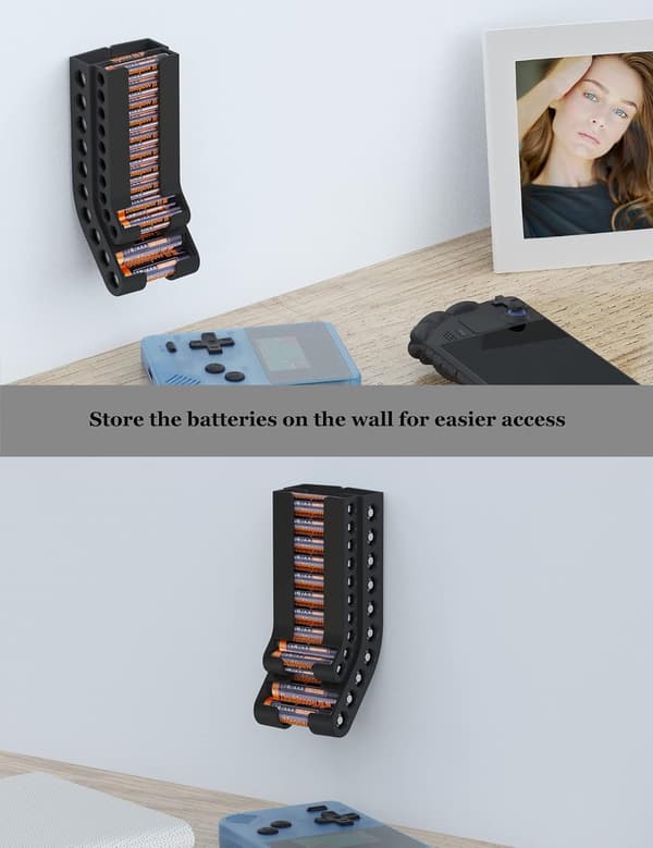 Batteriopbevaringsorganisator AA & AAA Combo, (Sort)