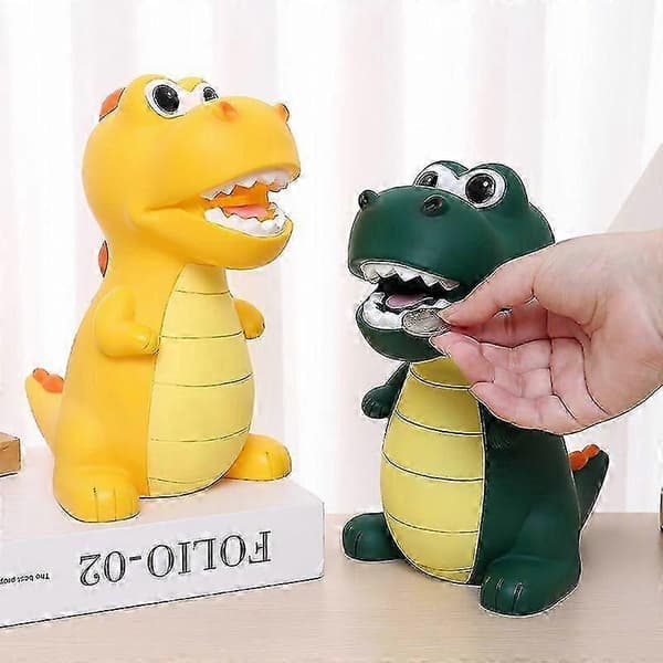 Beste julegave Dinosaur sparegris for gutter og jenter Yellow