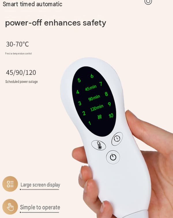 Electric Heating Pad, 30*40cm, Relieves Back, Neck, and Shoulder Pain. 10 Temperature Settings, 3 Timer Settings, Machine Washable.