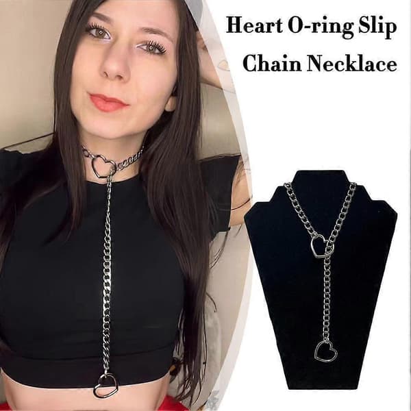 Kvinder Hjerte Stjerne Cirkel Slip Kæde Halskæde Punk Rock Rustfrit Stål Hals