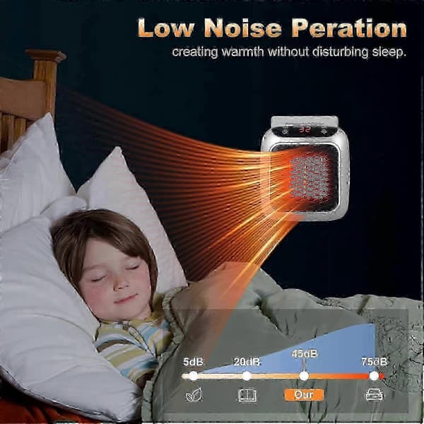 Portable 800W Ceramic Heater with Remote Control, Timer, LED Display & 2 Heat Settings