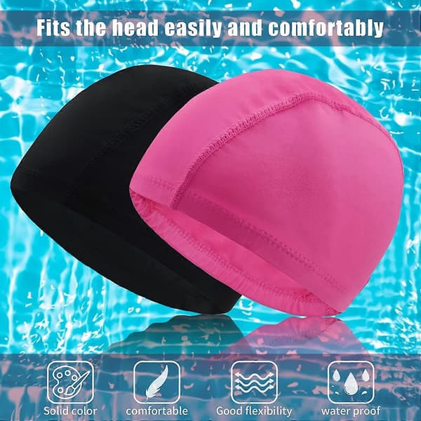 2 stk. badehetter Komfortabel polyesterstoff badehette Unisex badehetter Slitesterk Super Stretch Sklisikker stoff badehetter for kvinner menn barn Lo