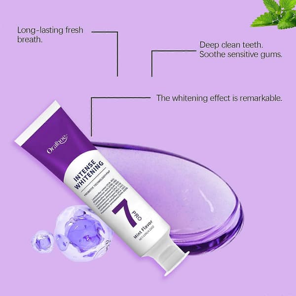 7 Pro Intenses Whitening Toothpaste 7-Pro Intensives Toothpaste Probiotics Whitening Tooth with 7 Probiotics for Deep Cleaning 2pcs
