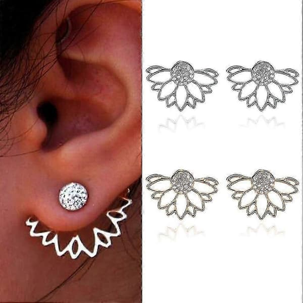 Modeblomma Enkla Söta Lotus Silverpläterade Örhängen Öronstift Sliver