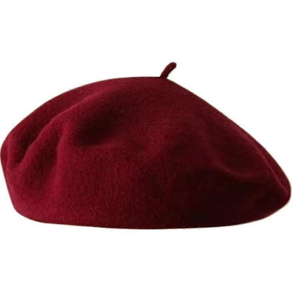 Mode Klassisk Vintage Fransk Stil Blød Uld Polyester Vinterhat Varm N1K4 Red 1pcs