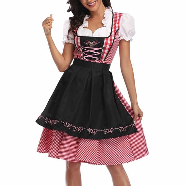 Oktoberfest Klänning Dam Förkläde Servitris Klänningar Bekväm Black S