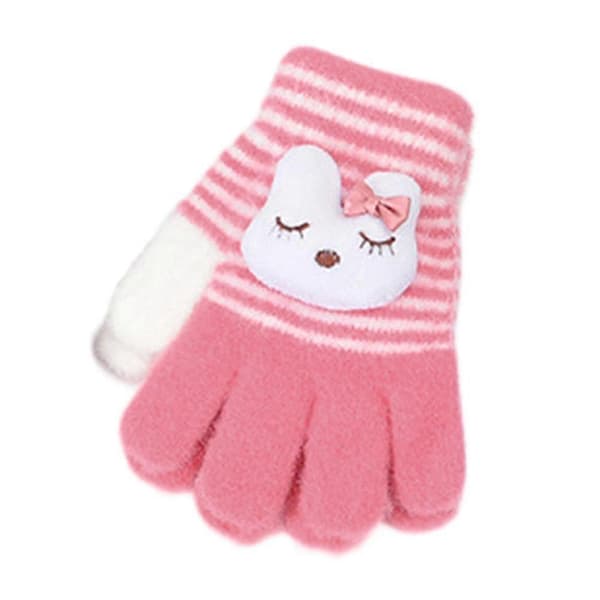 Barn Tecknade Handskar Vinter Tjock Varm Pojke Flicka Finger Utomhus; Vantar D49C red One size