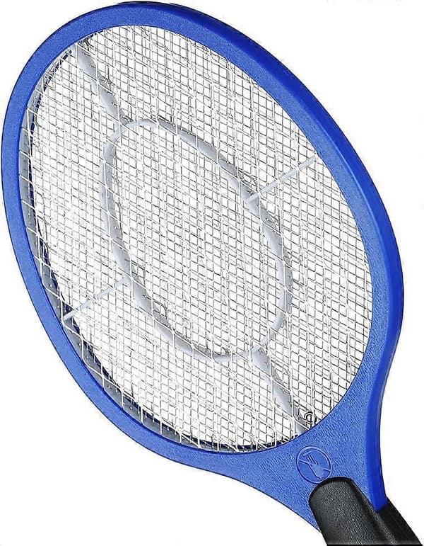 Battery-Powered Electronic Fly Swatter Insects Handheld Electric Racket Mosquito Insect Wasp (Blue)