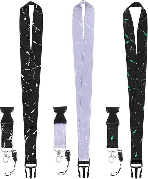3-pakke Lanyard med hurtigudløser, Robust Marmor Lanyard