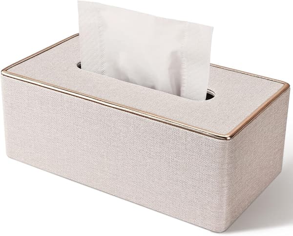 Serviettholder i PU-skinn, rektangulær serviettholder for Kleenex, servietter, rektangulær serviettholder for baderom, hjemmekontor