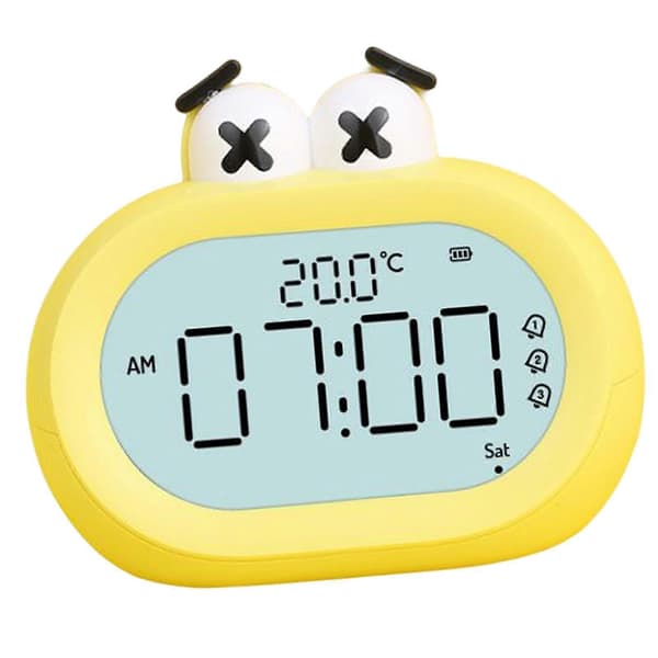 Digital klokke for barn, kalender slumrefunksjon nattlys lett å lese gutter Yellow