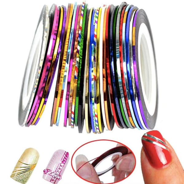 Dekortejp, nageltejp, nageldekorationer - 10-pack