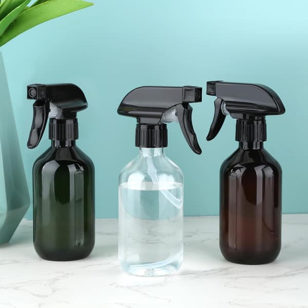 2-pack läckagesäkra sprayflaskor 300 ml - Justerbart munstycke för fin dimma och jetstråleflaskor för hårstyling, växtbesprutning, rengöringslösningar (klar)