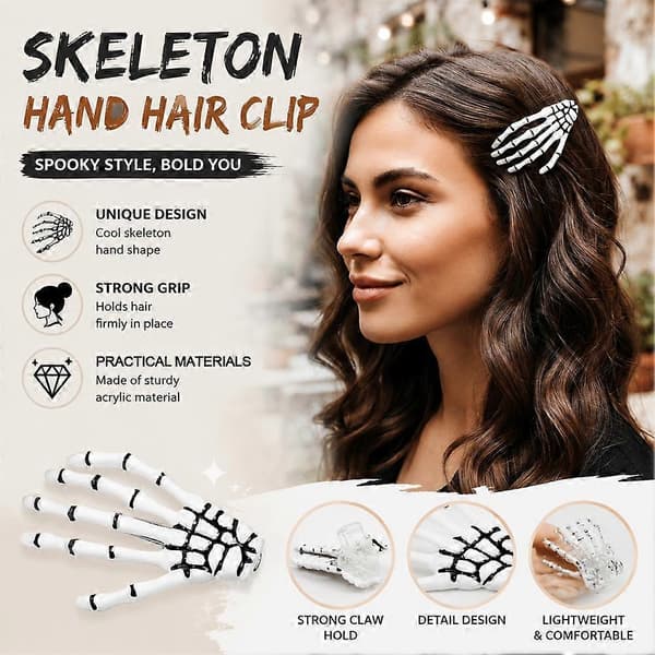 Skeletthand hårklämmor för skolan Unik modeaccessoar perfekt för sidbena och knutar