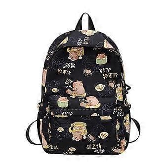 Travel Backpack for Teens, Everyday Backpack, Lightweight Backpack, School Bag for Students, Cartoon Capybara Backpack, Black Black Black