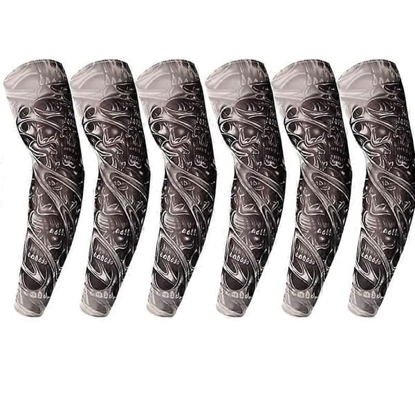 6x Tatuering Ärm Nylon Tillfällig Arm Strumpa 3D Alien Halloween Herr Dam Barn