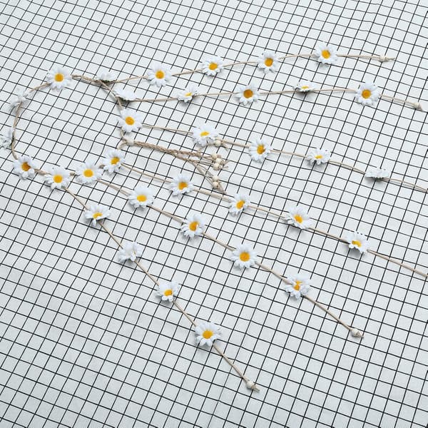Blomsterkrans - Solsikker Perler Justerbart Blomsterhodeplagg Hårtilbehør White